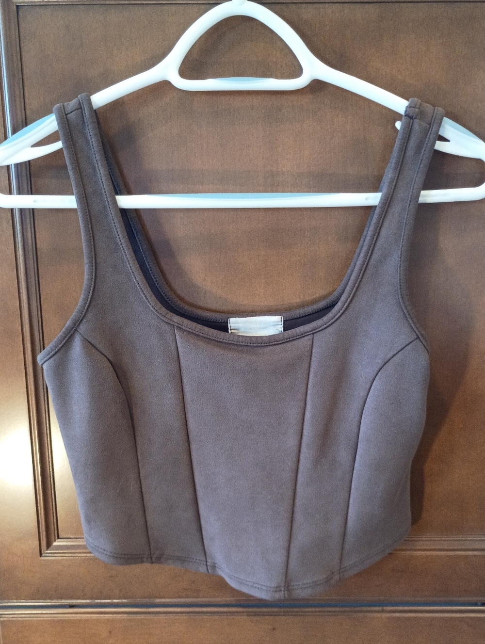 Cropped Suede Structured Top